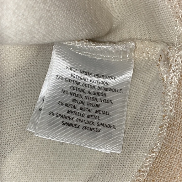 Anthro Maeve Metallic Shimmer Stripe Ruffle Bell Sleeve Blouse Top - Picture 8 of 9